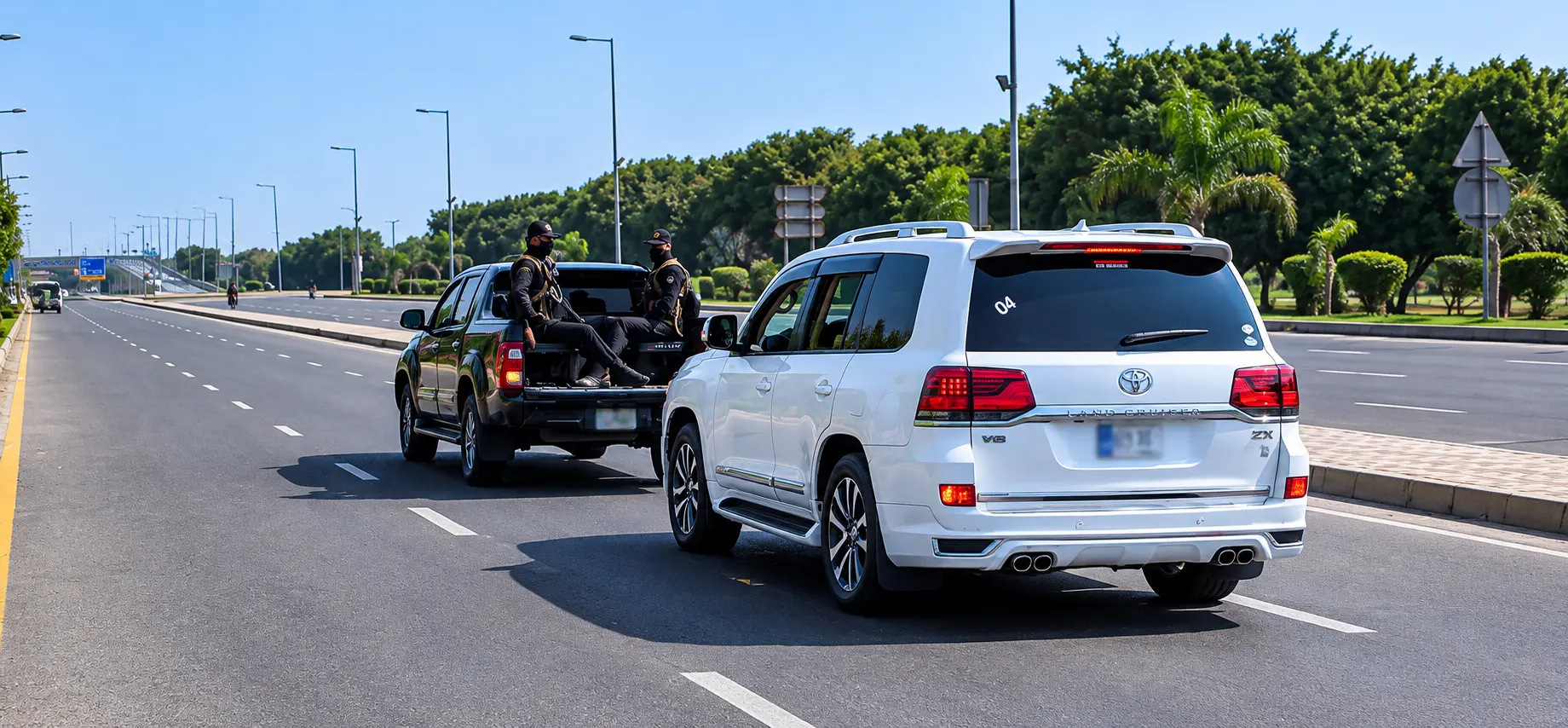 Security coordination beside a prepared vehicle